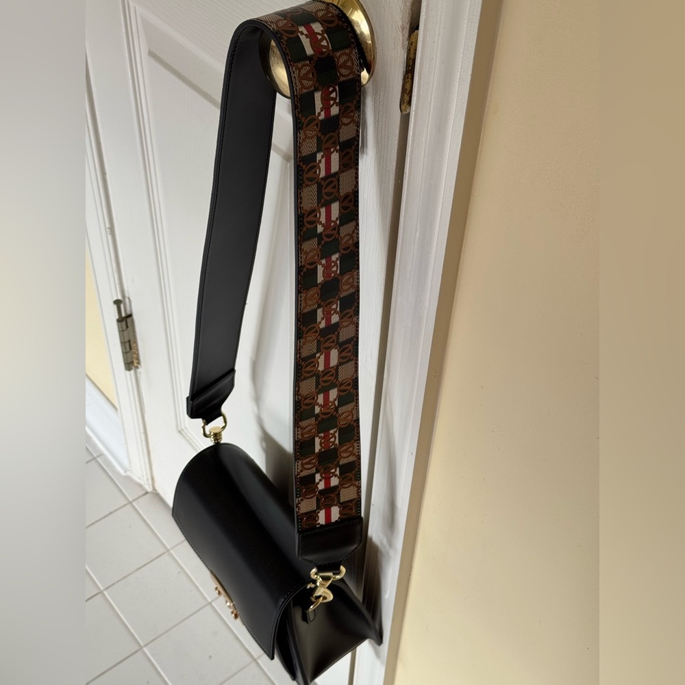 Valentino Black Bag with Patterned Strap